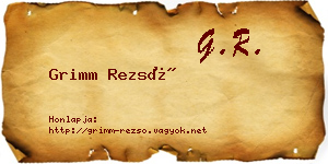 Grimm Rezső névjegykártya